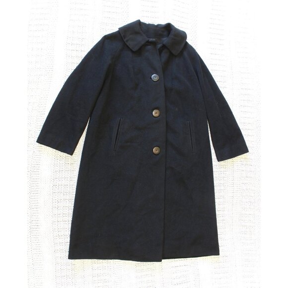 VTG Country Tweeds 100% Cashmere Women's Jacket Black Coat Buttons Winter Size M - Picture 1 of 9